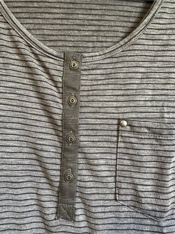 Kuhl Striped Scoop Neck Henley Top Womens Medium Gray - Image 4