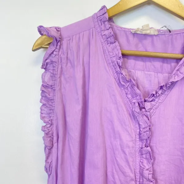 Elan Purple Ruffle Button Down Waist Tie Dress - Image 5