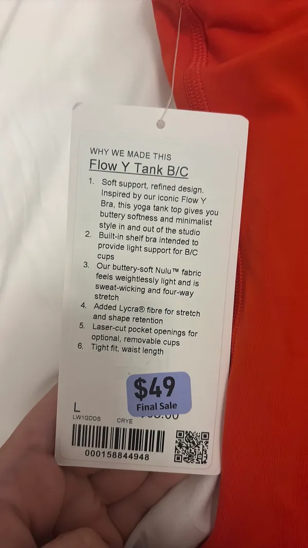 lululemon flow y tank B/C cup - Image 3
