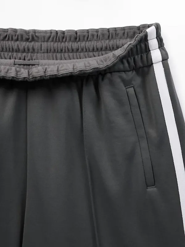 New Athleta S Tempo Mid Rise Wide Leg Track Pant Shadow Grey/Bright White Small - Image 5