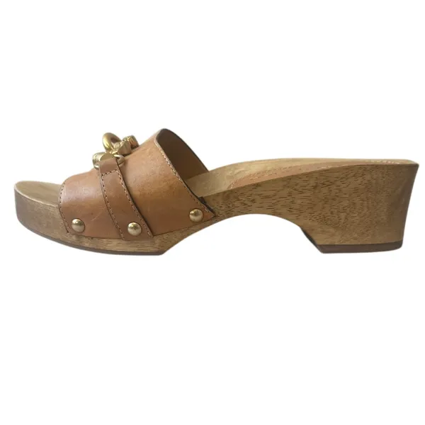 Tory Burch Jessa Leather Wood Sandals Size 8‎ - Image 12