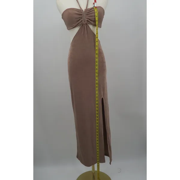 Beginning Boutique Miranda Midi Dress Brown Halter Cutout Strappy Back Size AU10 - Image 6