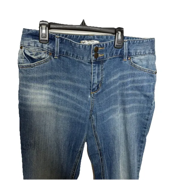 Free People Blue Flare Mid Rise Stretch Denim Jeans Boho Size 30 Womens - Image 2