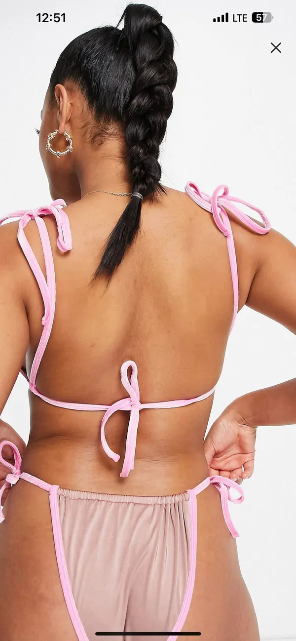 ASOS Contrast Tie Side Velvet Bikini - Image 2