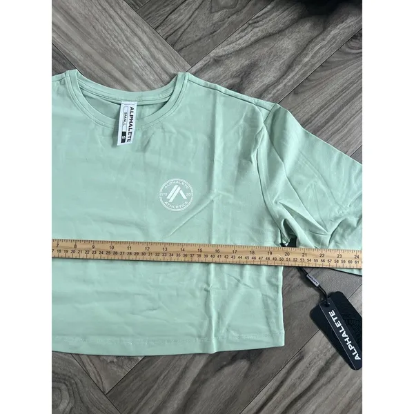 Alphalete Women’s Dynasty Long Sleeve Crop Tee - Pistachio, Size Small - Image 3