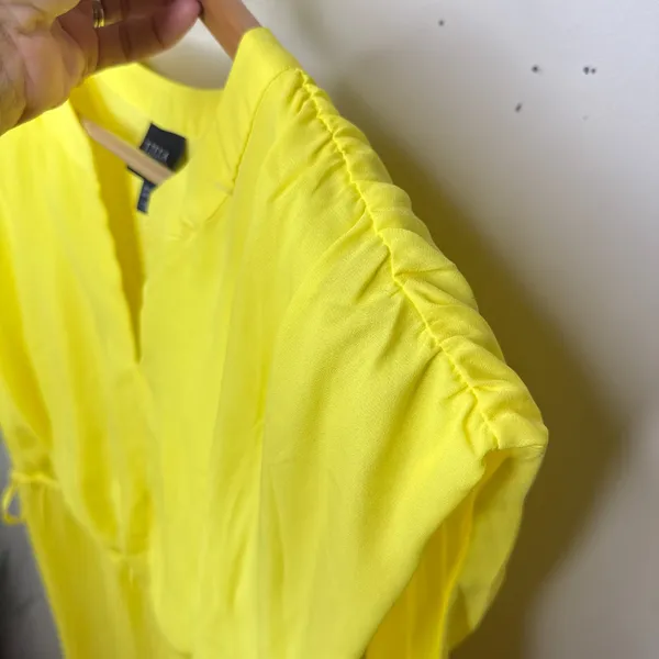 Ulla Popken Yellow Pleated Chiffon Midi Dress Sleeveless Tie Waist Size 24‎ Plus - Image 4