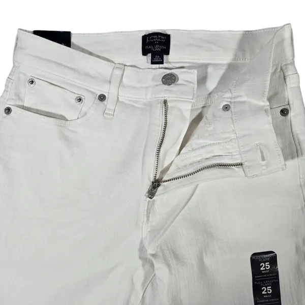 J Crew‎ Full Length Flare Jeans White Signature Stretch Size 25 - Image 6