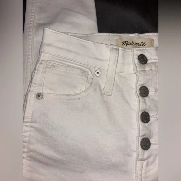 NWT Madewell Women's‎ White Button Fly Jeans-10”High Rise Skinny Crop- Size 23 - Image 5