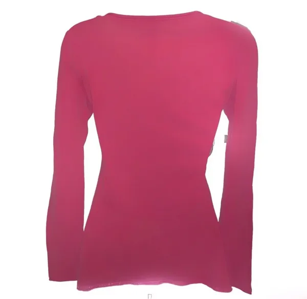 Y2K Anchor Blue Sequin Fleur de lis Long Sleeve Top Pink Small Fairy Grunge Punk - Image 6