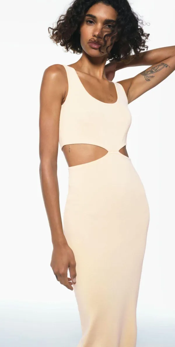 ZARA nwt ribbed knit cut out midi dress - Image 3