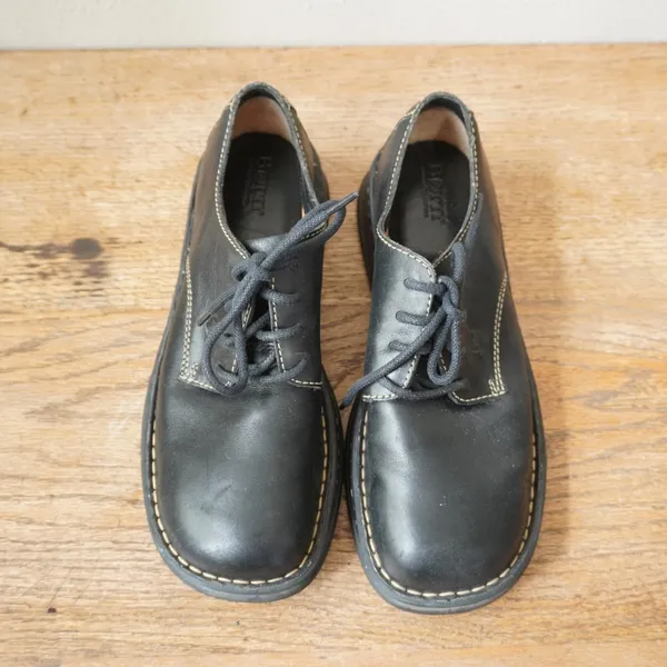 Born Women's Size 9.5 Oxford Black Leather Lace Up Contrast Stitch Square Toe - Image 2