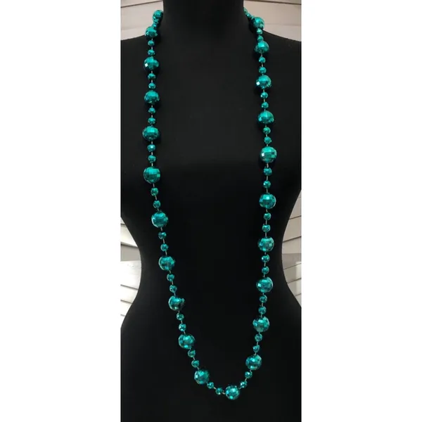 Vintage Beaded Teal Blue Necklace and Earring Set - Image 3