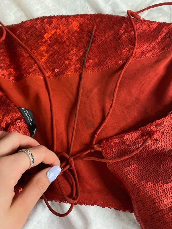 zara sequin red top  - Image 4