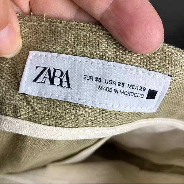 Zara cotton linen blend shorts green women’s size 29 new‎ without tags modern - Image 5