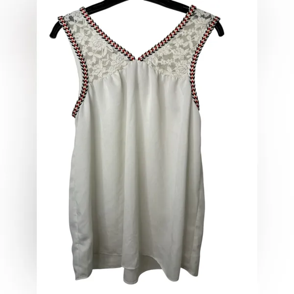 Wrangler White Sleeveless Lace Embroidered Blouse - Image 2