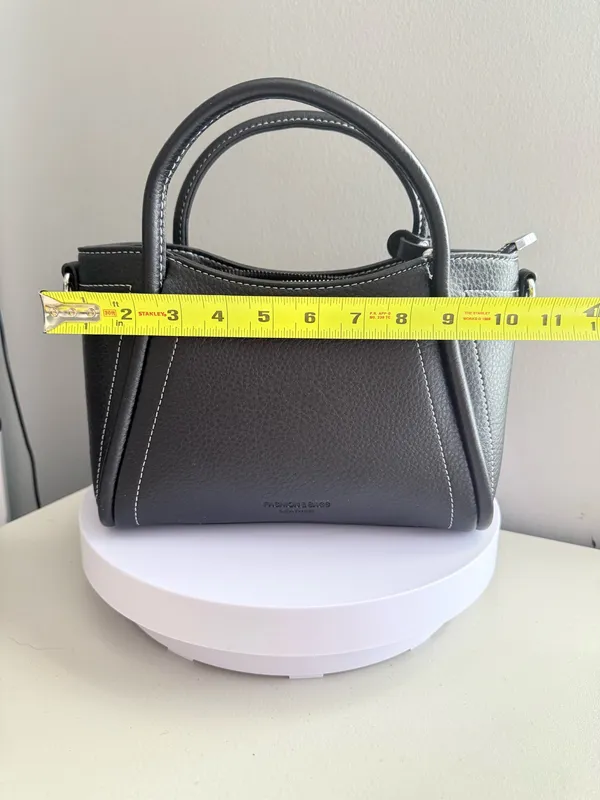 Black Top Handle Satchel Bag with Adjustable Shoulder Strap | Structured Handbag - Image 5