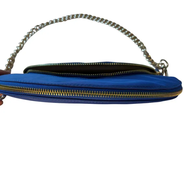Chico's Royal‎ Blue Half Moon Bag Gold Chain Strap Trendy Shoulder Bag Purse - Image 9