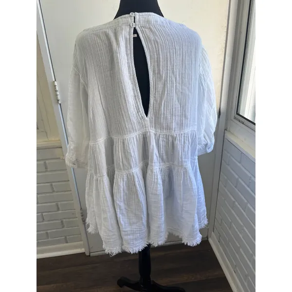 Free People Cotton Gauze Tiered‎ Trapeze Tunic Small oversized boho prairie - Image 5