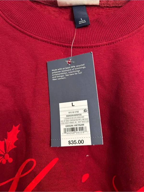 Universal Thread Red Crewneck Sweatshirt with 'Sleigh' Script large - Image 3