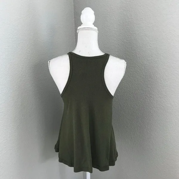 Free People Women Size Small Green Racerback Long Beach Tank Top - Image 4