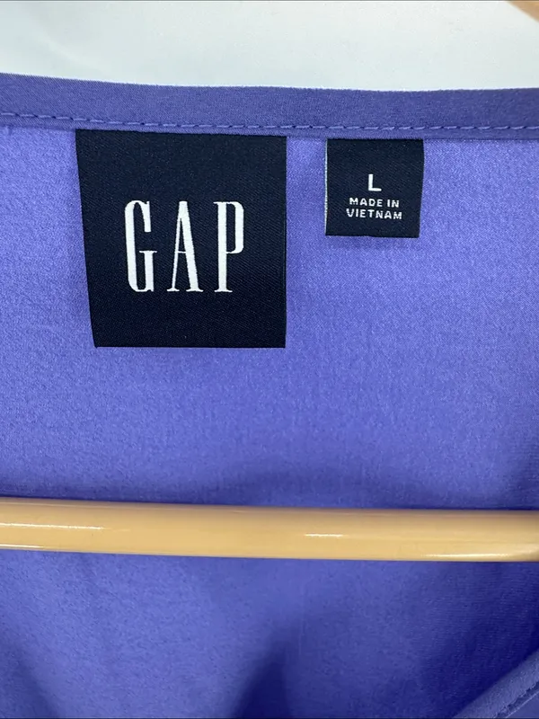 GAP open back blouson Midi Dress in Violet L silky wedding guest event party - Image 12