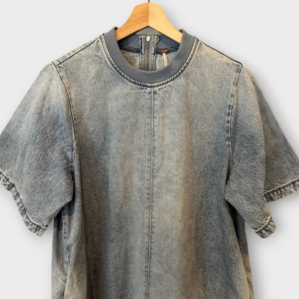 Free People Harlow Denim Minidress Size Small - Image 7