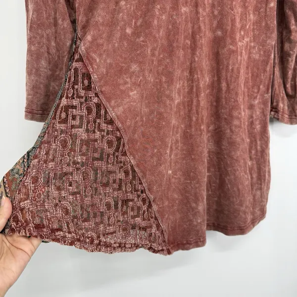 Gimmicks BKE Womens Boho Tunic Top Large Paisley Burnt Pink Open Back Indie - Image 6