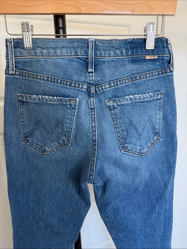 MOTHER Denim Mid Rise Dazzler Ankle Fray Jeans Riding Cliffside - Size 25 - Image 6