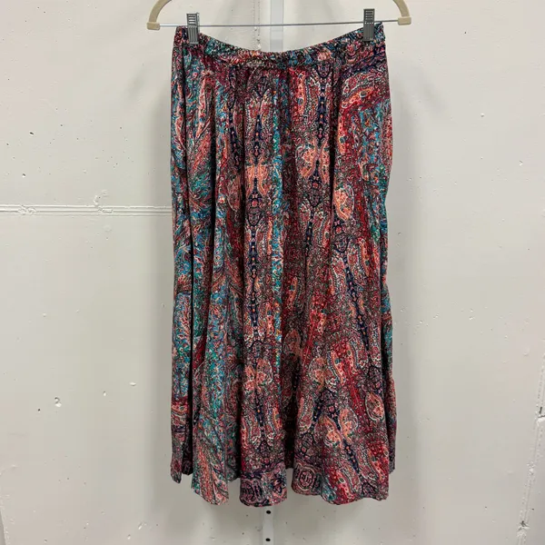 Appleseeds‎ Women's Boho Multicolor Paisley Midi Skirt Elastic Waist A13046 - Image 2