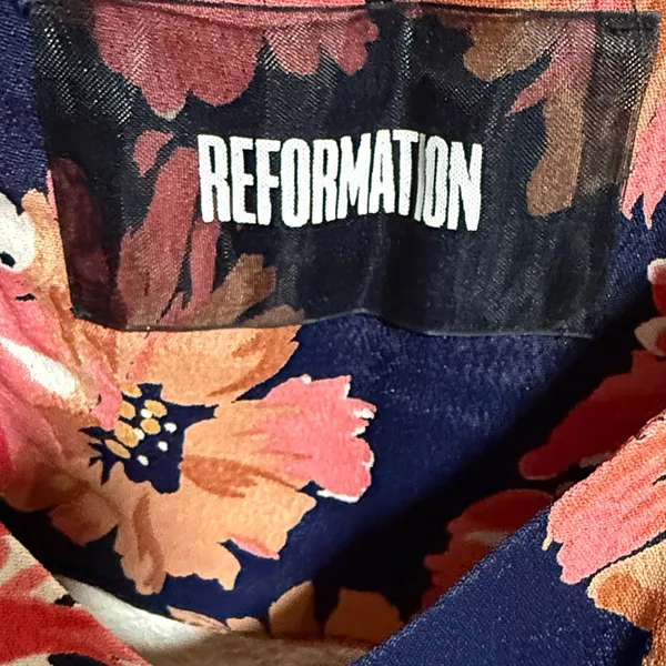 Reformation Floral Crop Camisole Navy Blue Pink Orange Size 0‎ NWOT - Image 4