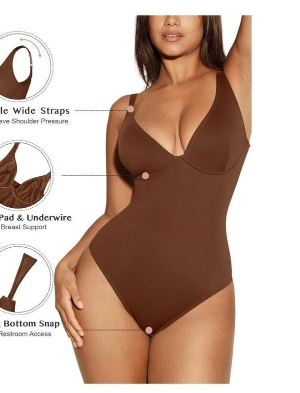 NEW Shapewear Bodysuits Tummy Control Body Shaper S Brown - Image 4