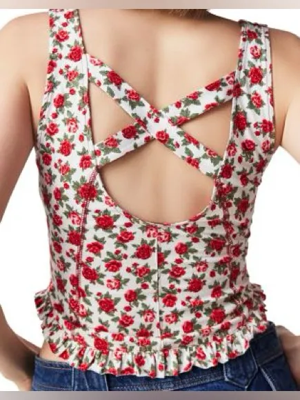 Free People Melanie Tank Top Rose Floral Medium - Image 4