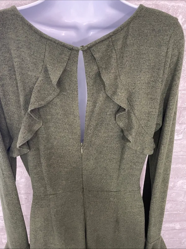 Lulus Favorite Tune Olive Green Faux Wrap Sweater Dress - Image 4