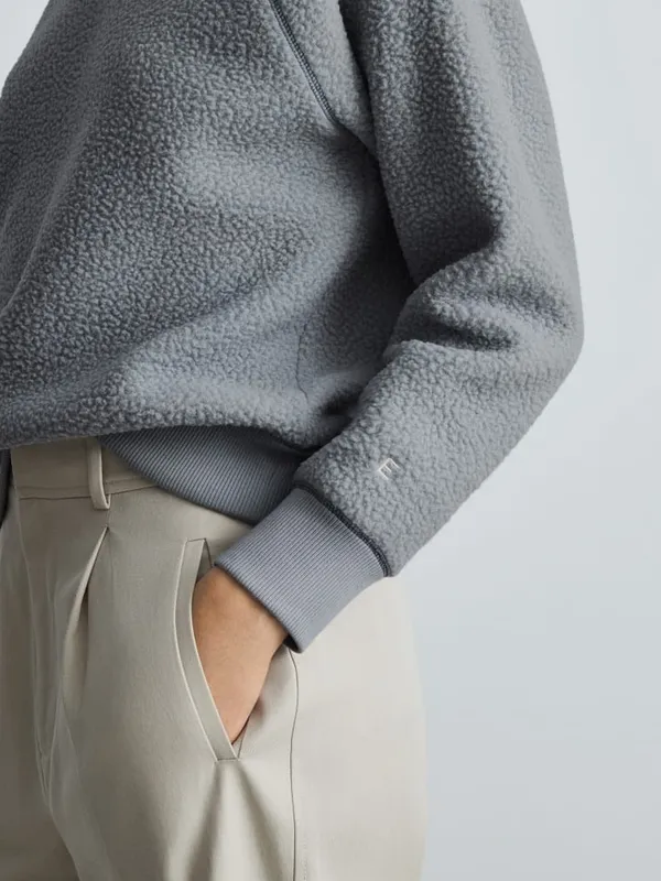 Everlane Women's Crewneck Sherpa Sweatshirt Blue Grey M - Image 4