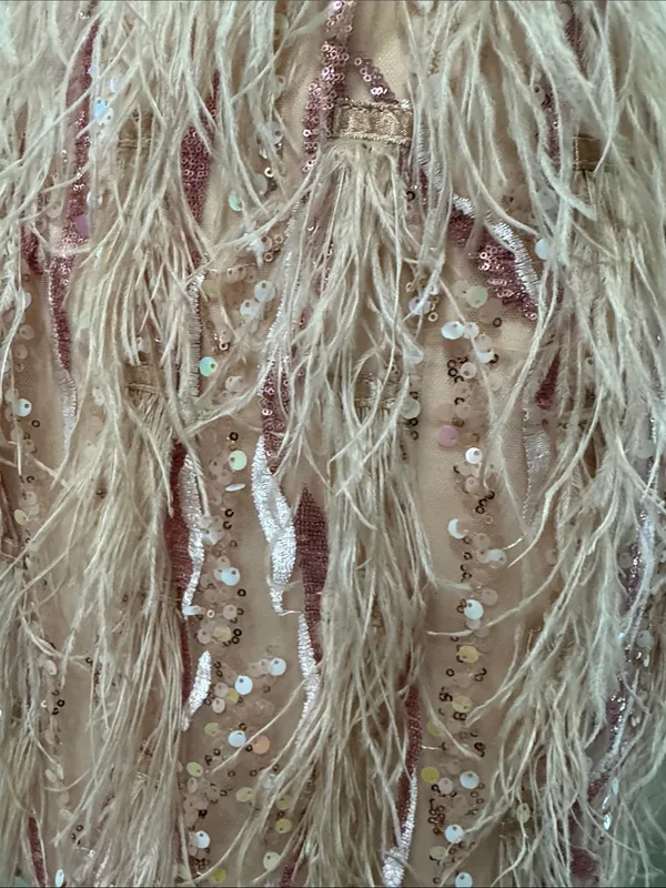 BELLA BARNETT Strapless Pink Sequin & Feather Cocktail Dress Size Small - Image 11
