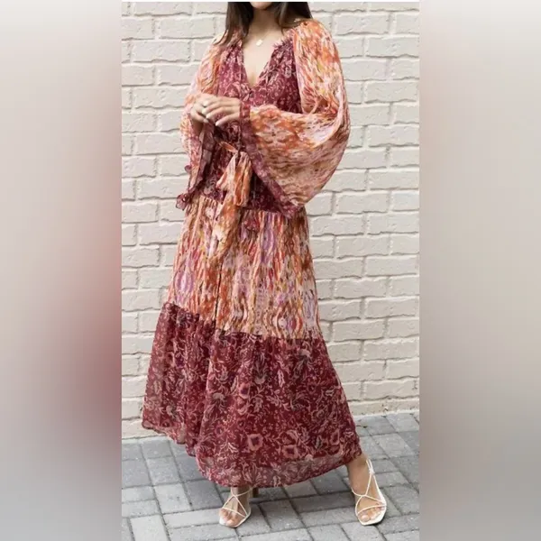 BTFL-LIFE Kira Angel Tiered Chiffon Med Dress Whimsical Fairycore Boho-Chic Fall - Image 3