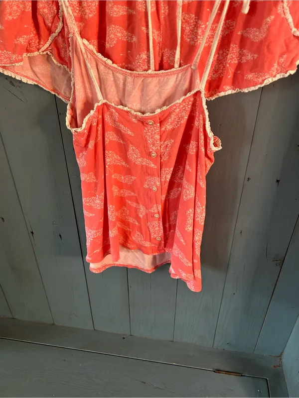 Jessica Simpson Coral Cami & Shorts Drawstring Waist w/ White Butterfly PJ Set L - Image 3