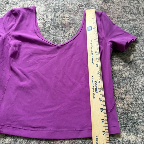 Lululemon Align T-Shirt Purple W3FGSS V-Neck Scoop Back Crop Top Slim Fit Size 4 - Image 6