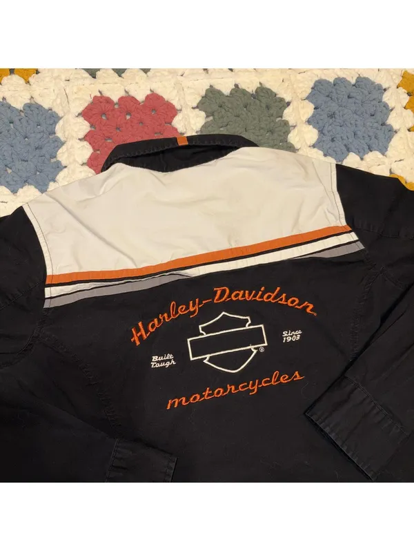 Harley-Davidson VtG Y2K Womans XL Embroidered Button-Up Shirt HD Logo - Image 4