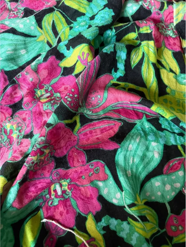 Lilly Pulitzer Floral Silk Cashmere Shawl Wrap with Fringe - Image 10