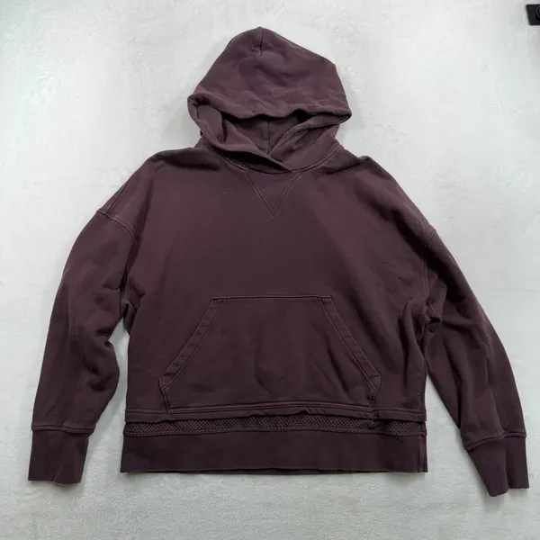 Lululemon Size 12 Warm Down Hoodie Sweatshirt Pelt Burgundy Light Terry Athletic - Image 2