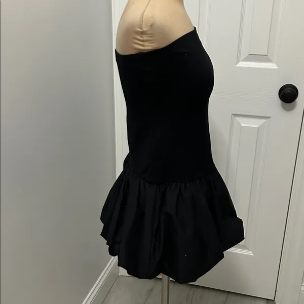 Good Luck Gem Black Bubble Skirt Strapless Mini Dress - Image 4