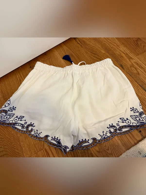 Ella Moss Womens 'Rica' Embroidered Drawstring Shorts White Small - Image 4