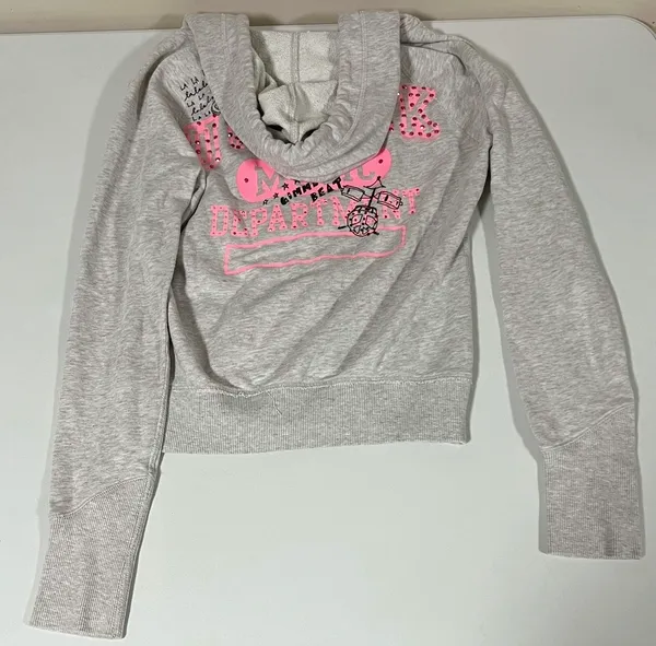 Victoria’s Secret PINK Gray Y2K Diamond Zipper Sweater Sweatshirt Hoodie XS 🎀✨ - Image 5