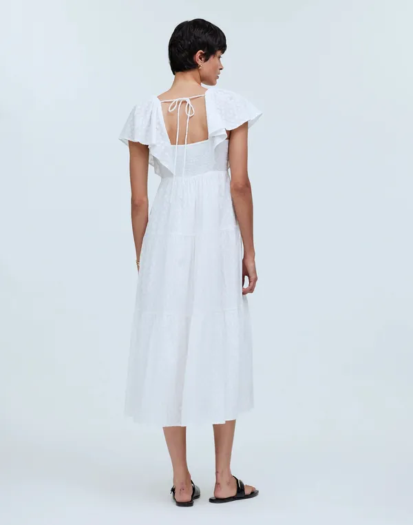 NWT Madewell Tie-Back Flutter-Sleeve Tiered Midi Dress - Image 4