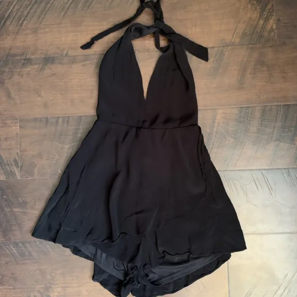 Free People Black Vneck Romper - Image 5