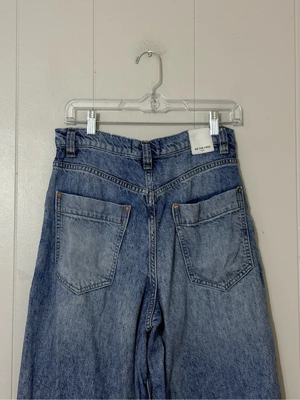 We The Free Old West Slouchy Jeans High Rise Wide Leg Blue Size 28 - Image 8