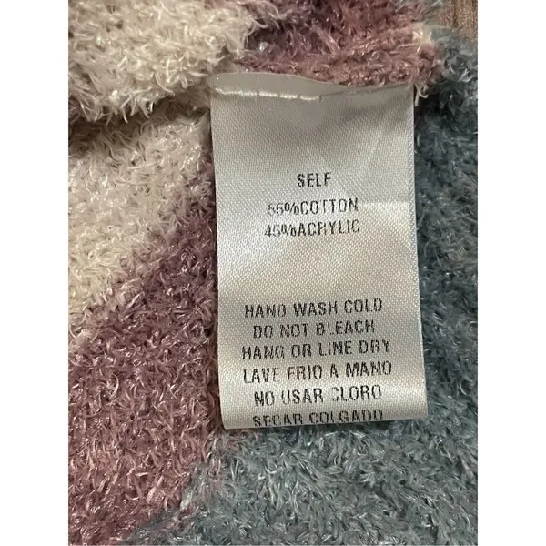 Easel Los Angeles cream, dark pink & teal‎ striped soft sweater size large - Image 7
