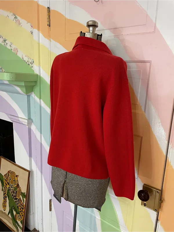 CAbi Coronation Cardigan Knit Jacket Cardinal Red 100% Cotton Blazer Sz S 💚🎀 - Image 7
