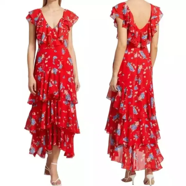 WAYF Chelsea tiered red ruffle maxi dress - Image 2